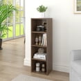 thumbnail image 4 of UHOMEPRO 8-Tier Media Tower, CD DVD Media Storage Unit with Adjustable Shelves, Multi-Functional Cube Storage Cabinet for Home Office, Wooden Freestanding Double-Decker Bookcase Display Stand, Walnut, 4 of 11