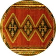 thumbnail image 1 of Ahgly Company Machine Washable Indoor Round Persian Yellow Traditional Area Rugs, 7' Round, 1 of 4