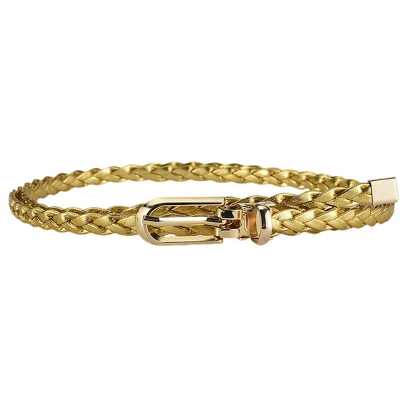 Belts for Women Dresses PU Leather Narrow Thin Buckle Strap Waist Belt All Waistband Woven Rope Thin Braided Skinny Woven Strap