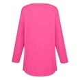 thumbnail image 4 of Holzkary Women's Long Sleeve Shirts Dressy Casual Loose Button Up V Neck Henley Tops 2025 Fall Basic Tee Blouse Long Sleeve Tops for Women Neck Casual Petite T Shirts Hot Pink 3Xl, 4 of 5