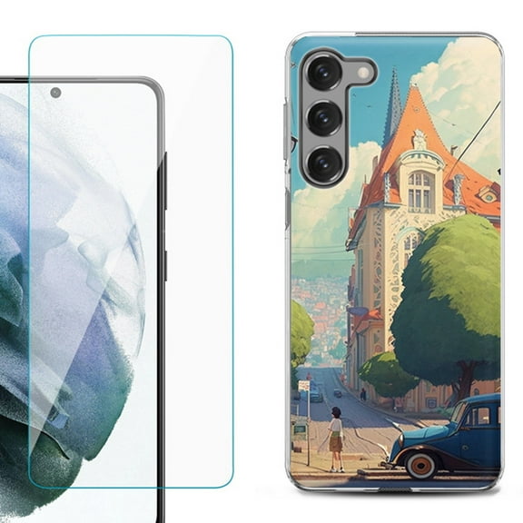 Shockproof Fashion Phone Case for Samsung Galaxy S23 5G, with Tempered Glass Screen Protector, by OneToughShield ® - Europe Summer