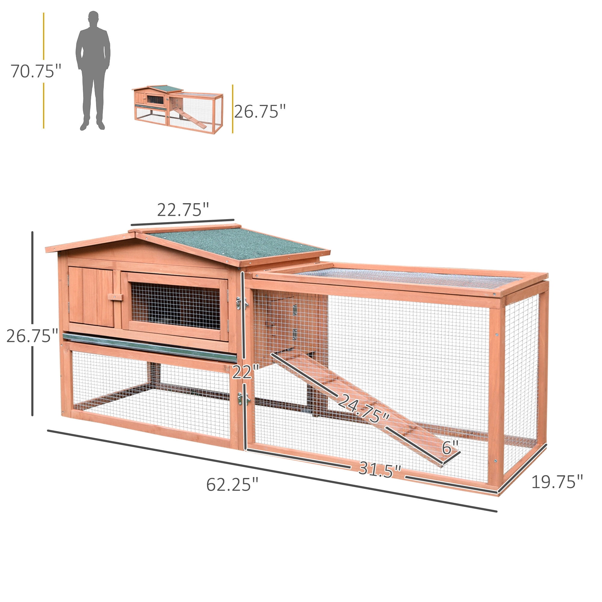 Dog Crate, Rabbit Cage Outdoor, Wooden Outdoor Rabbit Hutch, Small Animal Habitat, Natural Pet Playpen,Metal Chicken Coop, Pet Supplies Pens & Hutches