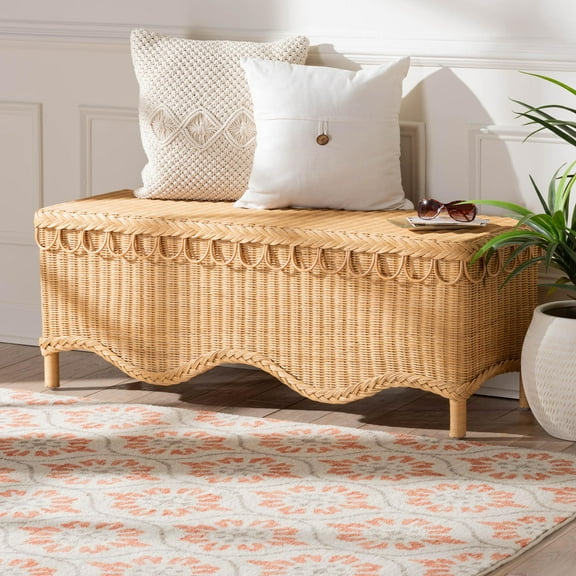 bali & pari Erla Boho Accent Bench, Light Honey
