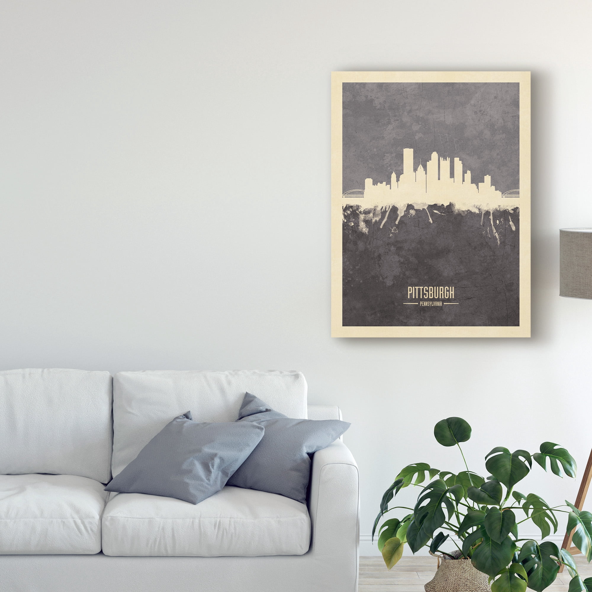 Trademark Fine Art 'Pittsburgh Pennsylvania Skyline Gray' Canvas Art by Michael Tompsett