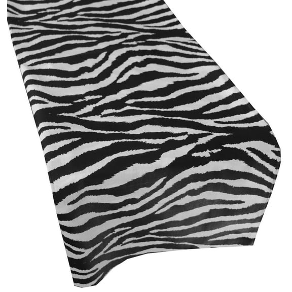 Cotton Print Table Runner Animal Zebra Stripes Black White
