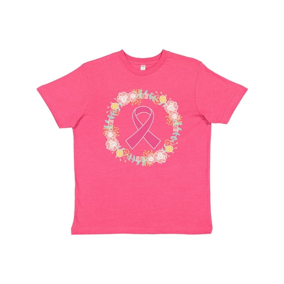 Inktastic Breast Cancer Pink Ribbon Awareness Wreath Youth T-Shirt