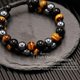 thumbnail image 3 of Pulsera de triple protección, pulsera de cuentas de 8 mm de obsidiana negra y hematita auténtica con ojo de tigre para hombres y mujeres, 3 of 5