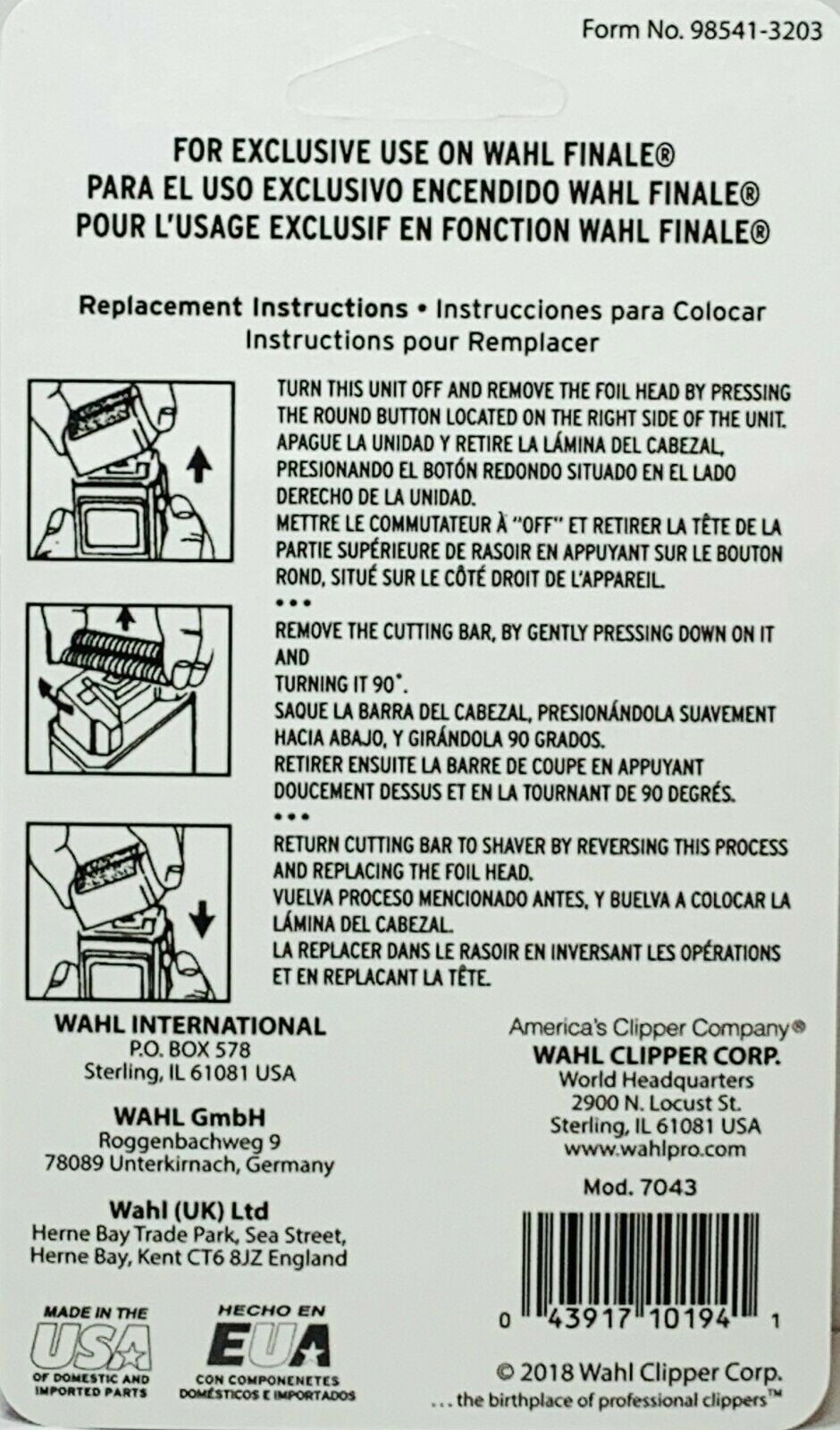 Wahl 7043 5 Star Series Finale Replacement Gold Foil & Cutter Bar