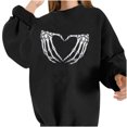 thumbnail image 1 of Camiseta suelta estampada a la moda para mujer, blusa de manga larga, cuello redondo, camisetas informales Pompotops FGAJ5335, 1 of 5