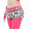 thumbnail image 2 of BellyLady Belly Dance Hip Scarf, Multi-Row Silver Coin Dance Skirt, Gift Idea-ROSERED, 2 of 3
