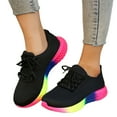 thumbnail image 3 of NOKIO Fashion Sneakers for Women Breathable Knit Sneakers with Rainbow Sole, Lightweight Walking Shoes Casual Running Shoes Streetwear Footwear Outdoor 𝖫a𝖼e Up Sports Shoes, 3 of 5