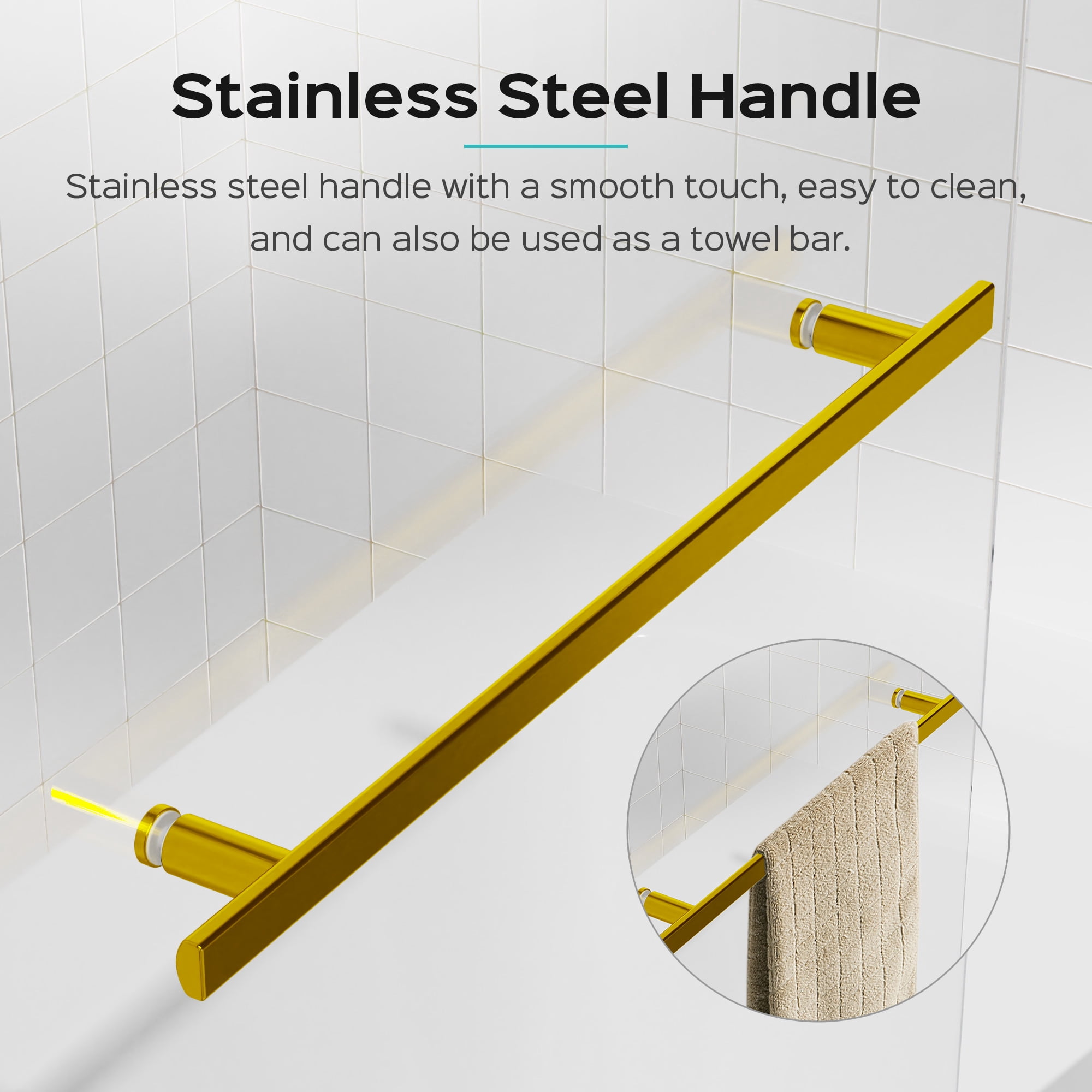MAYEERTY 31*55" Frameless Pivot Shower Door for Bathtub, Tempered Glass, Brushed Gold, Space-Saving, Easy Install