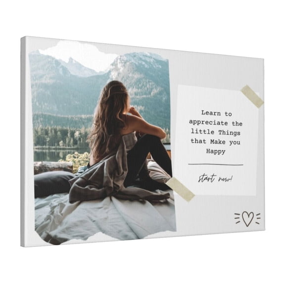Custom Canvas Prints Ivory Simple Positive Motivational Quote Ripped Personalized Photo Image Collage DIY Framed Kit Wall Art Picture Room Decor 16x20 inch