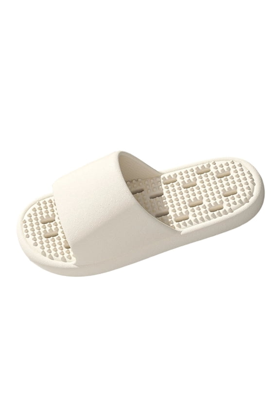 Unisex Massage Slippers Beige Non Slip Quick Dry Lightweight EVA House Shoes for Indoor Outdoor Open Toe Bathroom Slippers,Size 6.5-7