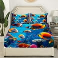 thumbnail image 3 of Erosebridal Sea Fish Twin Sheet Sets, Colorful Coral Bedding Twin Size, Ocean Sealife Reversible Bed Sheets Twin, Lightweight Room Decor, 3-Piece, 3 of 7