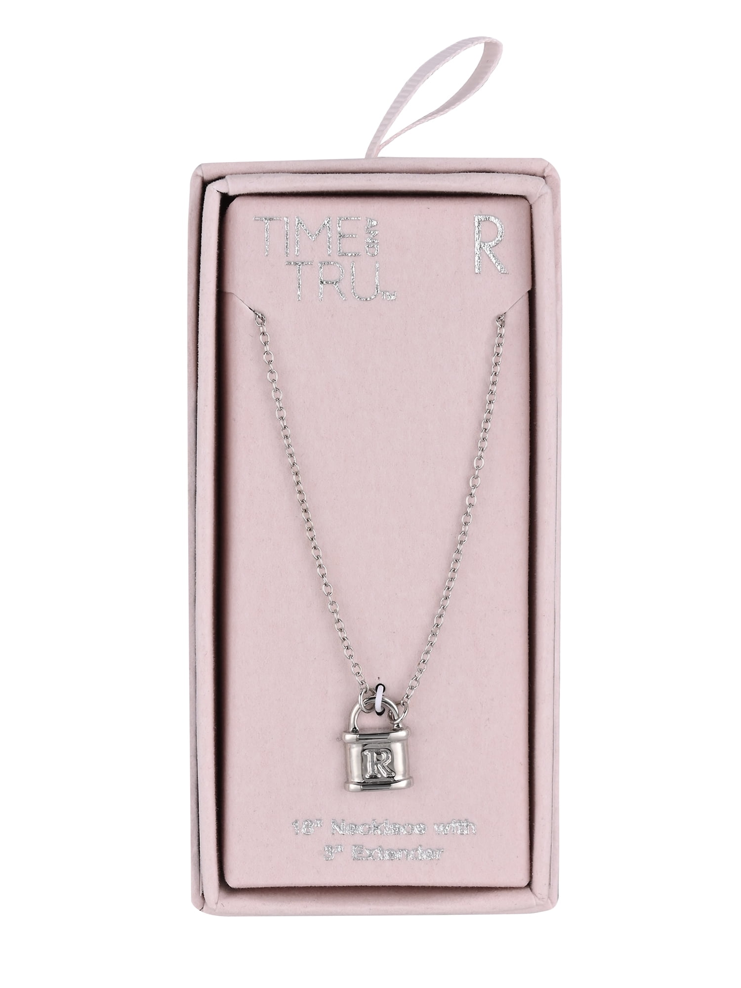 Time and Tru Silvertone Padlock Initial "R" Necklace