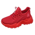 thumbnail image 5 of Women's Platform Running Shoes Breathable Lace Up Tennis Shoes Lightweight Non Slip Mesh Slip on Sneakers Red Size 9.5, 5 of 5