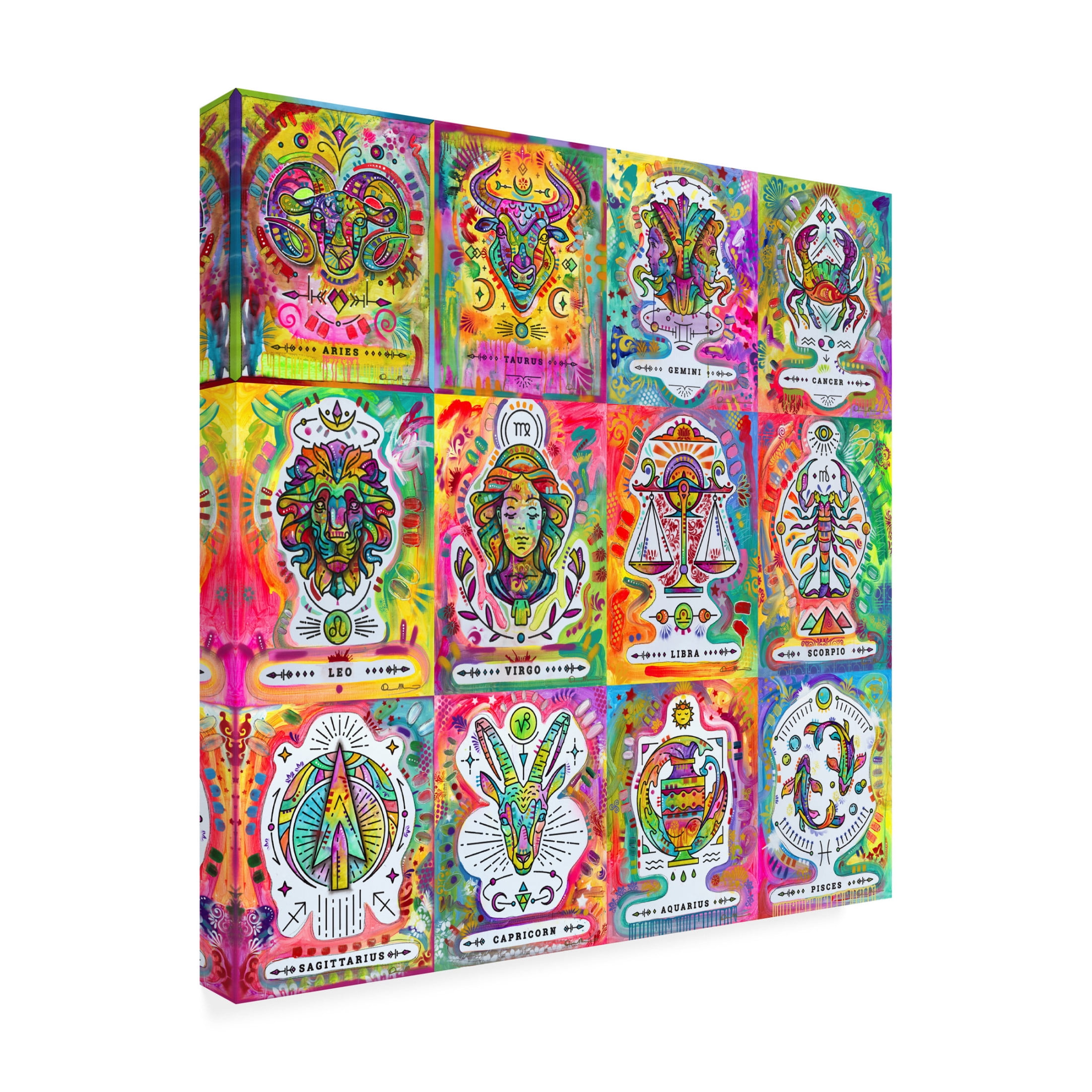 Canvas Wall Art - Dean Russo 'Zodiac Calendar' Wall Art for Living Room, Bedroom, or Office Décor by Trademark Fine Art - 14 x 14 Inches