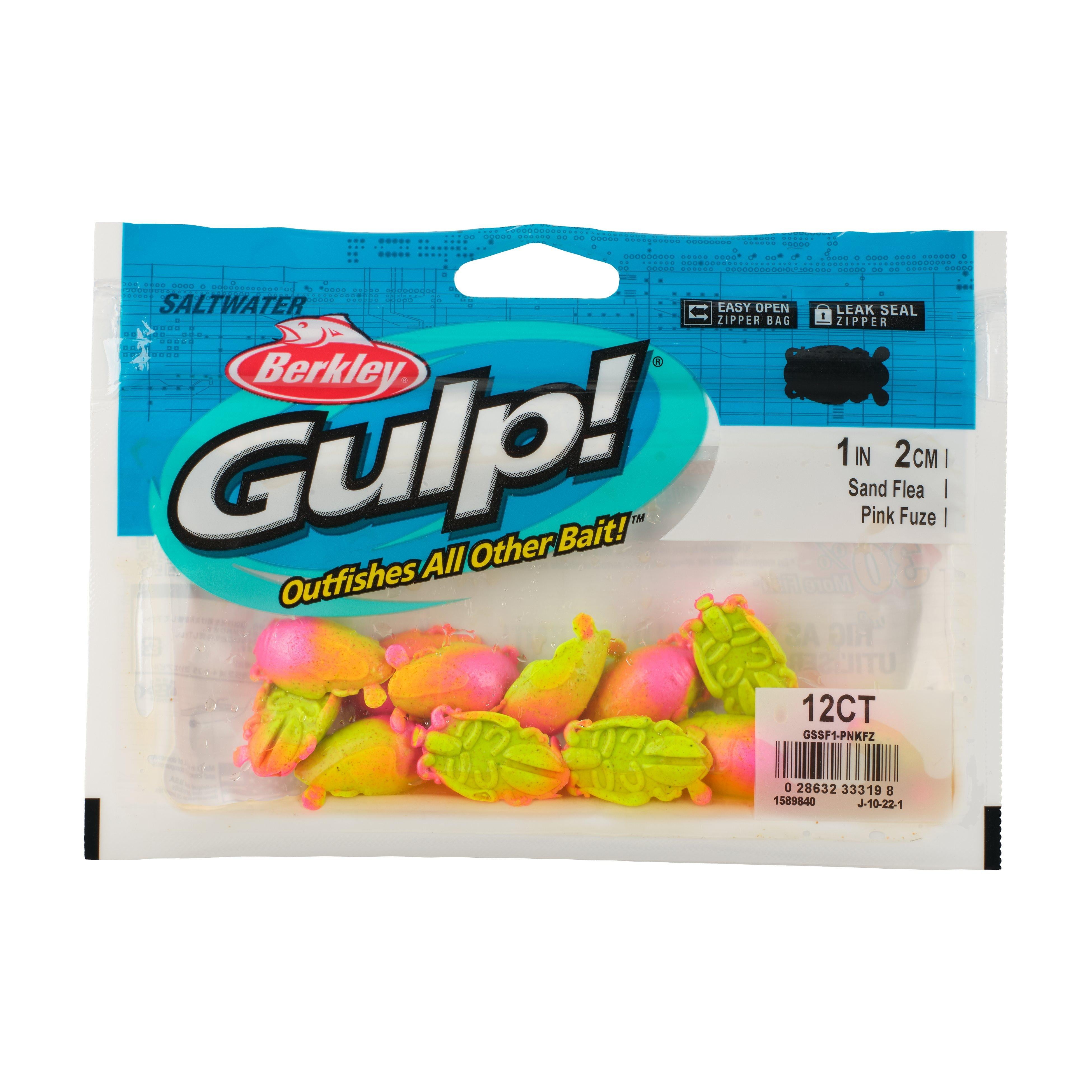Berkley Gulp!® Saltwater Surf Bytes Sand Fleas, 1 in, Pink Fuze