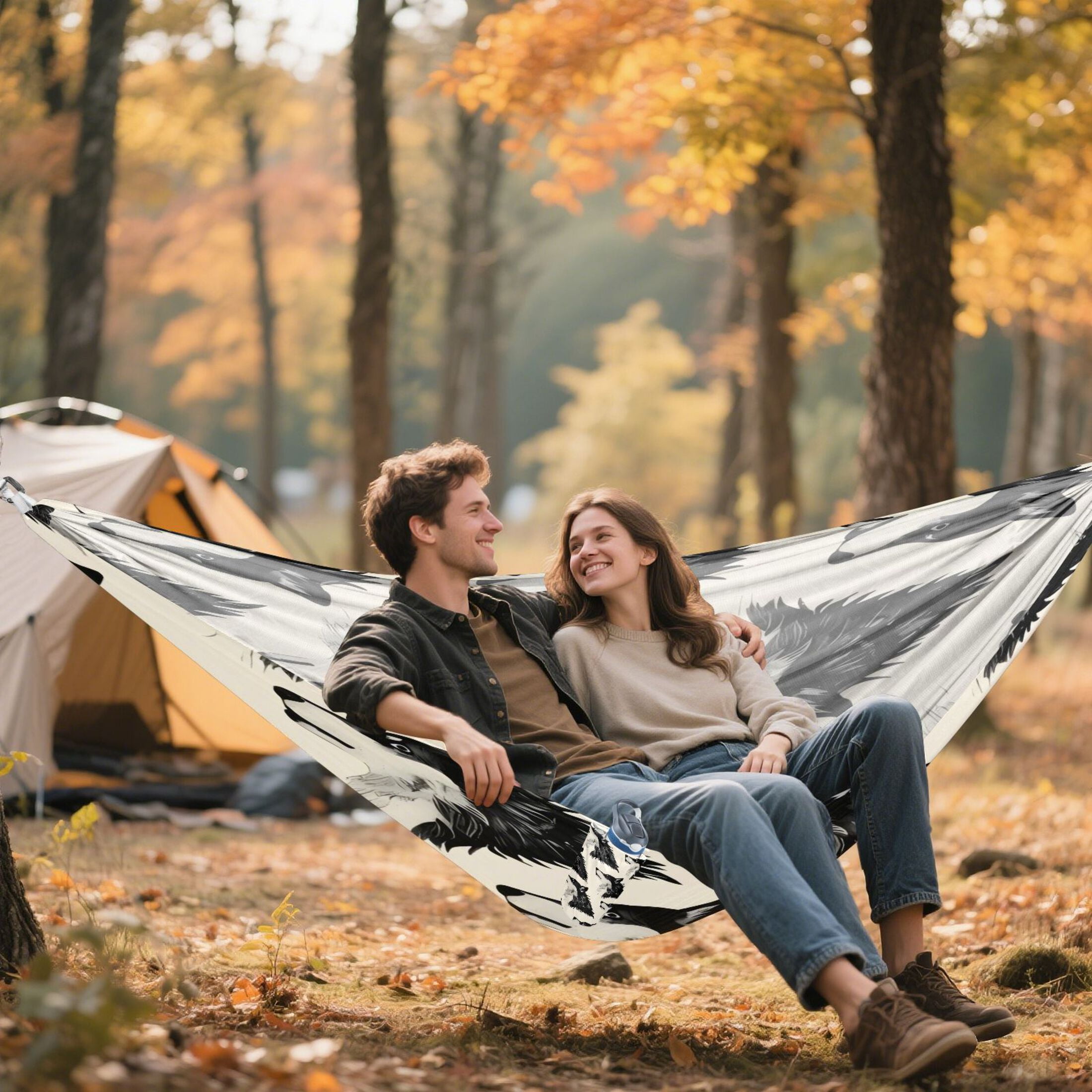 Hammock Camping Hammock Nylon Portable Hammock Travel Camping Hammock Black Wolf