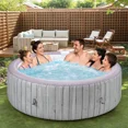 thumbnail image 5 of Portable Inflatable Hot Tub with Built-in Heating System - 264 Gallon Capacity, Massage Jet Home Hot Tub with Dust Cover for Teens and Adults, Wood Grain, 5 of 9