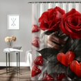 thumbnail image 2 of Creowell Red Roses Hearts Modern Waterproof Shower Curtain Set for Country Cottage & Farmhouse Bathroom Decor, 100% Polyester Fiber Bathroom Curtain with Hooks 36x72, 2 of 7