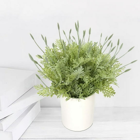 YOHAVEN Artificial Greenery Plant 15", Faux Plastic Green Grass Bush Wedding Party Decorations Indoor Outdoor Tabletop Ornament for Home Office Decoration