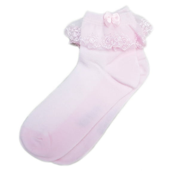 Wenchoice Pink Lace Trim Socks Girl'S M(3Y-5Y)