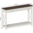 thumbnail image 2 of " Farmhouse Console Table with Drawer and Storage Shelves, Foyer Sofa Table Narrow for Entryway,  Room, Hallway, Antique White & Brown, 2 of 6