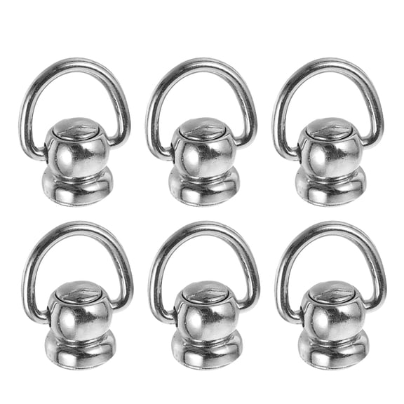 HEMOTON 6pcs D Ring Rivets Metal Fasteners for Leather Craft Bag Making with Screw Attachment Handbag D Rings