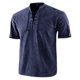 thumbnail image 1 of Camisas de Manga Corta de los Hombres de Color Sólido Casual de Pie Cuello de Bolsillo para el Verano, 1 of 4
