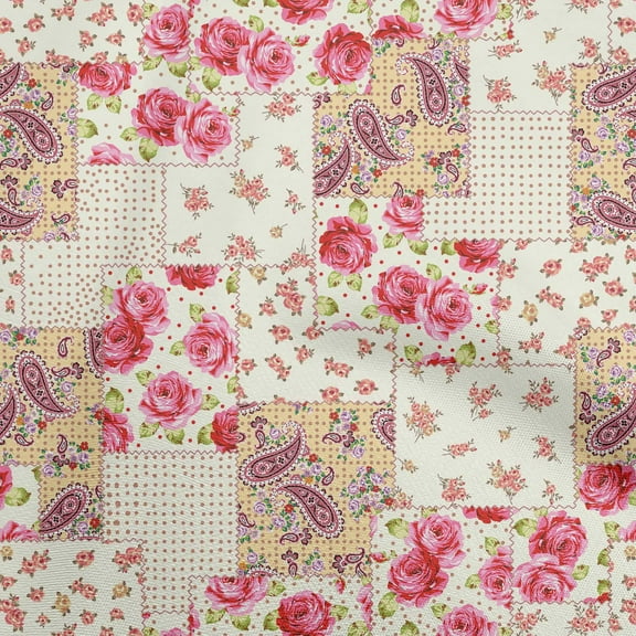 oneOone Polyester Spandex Brown Fabric Florals Fabric For Sewing Printed Craft Fabric By The Yard 56 Inch Wide