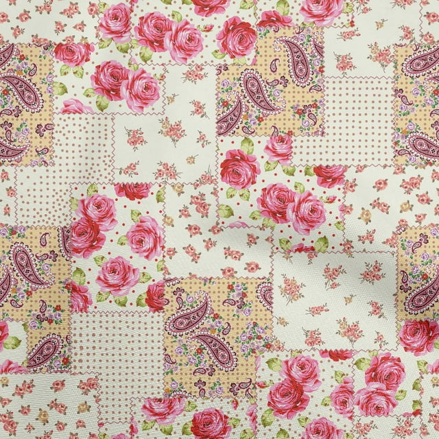 oneOone Tissu Georgette Viscose Marron Florals Matériel de Robe Tissu Imprimé Tissu au Mètre 42 Pouces de Large