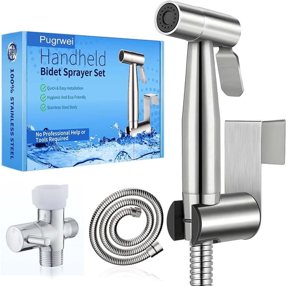 New Version Handheld Bidet Sprayer for Toilet, Premium Stainless Steel Bathroom Bidet Sprayer Set, Baby Cloth Diaper Sprayer with Superior Complete Spray GANGZIs Kit, Support Wall or Toilet Mount