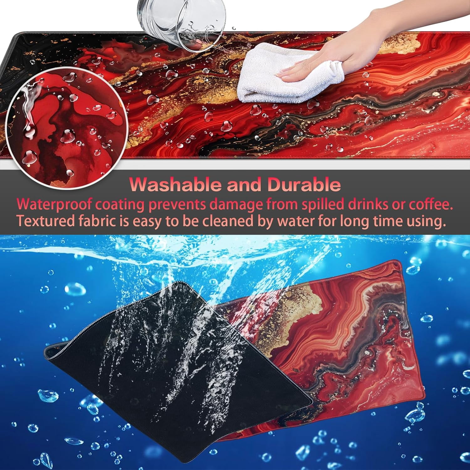 Gaming Mouse Pad, 31.5x15.7inch Large Extended Mousepad Big Computer Desk Mat for Keyboard and Mouse Full Desk Mouse Mat with Non-Slip & Rubber Base