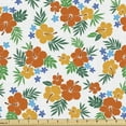 thumbnail image 1 of Floral Upholstery Fabric by the Yard, Hibiscus Petals with Exotic Lily Blooms Aloha Hawaiian Foliage Pattern, Decorative Fabric for DIY and Home Accents, White and Multicolor by Ambesonne, 1 of 5