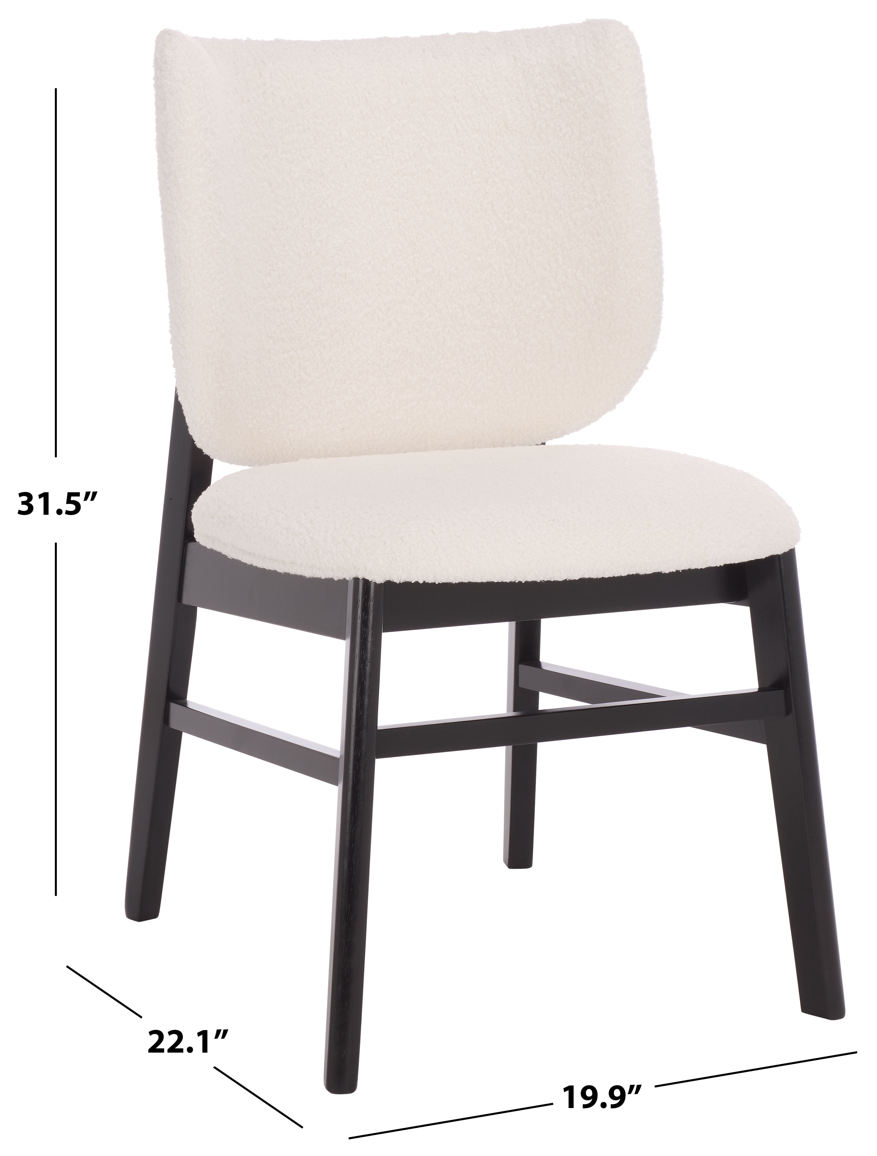 Safavieh Norman Modern Fabric and Rubberwood Dining Side Chairs, White / Black