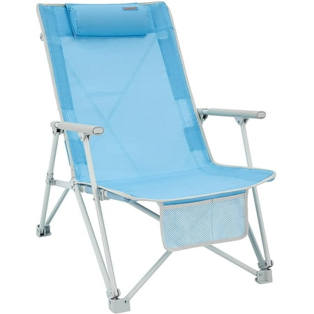 WEJOY High Back Folding Beach Chair for Adults with Hard Arm Headrest and Pocket
