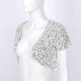 thumbnail image 5 of vastwit Womens Shiny Sequin Open Front Cardigan Short Sleeve Bolero Jacket Shrug Tops Silver One Size, 5 of 6