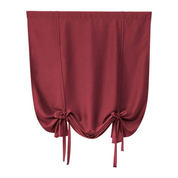 Thermal Insulated Roman Shade, Light Filtering Tie-Up Curtain for Kitchen Bathroom Window, Blackout Rod Pocket Window Treatment, 30X46 Inches Red