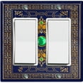 thumbnail image 1 of Metal Light Switch Plate Cover Elegant Blue Yellow Damask Frame FRA046, 1 of 13