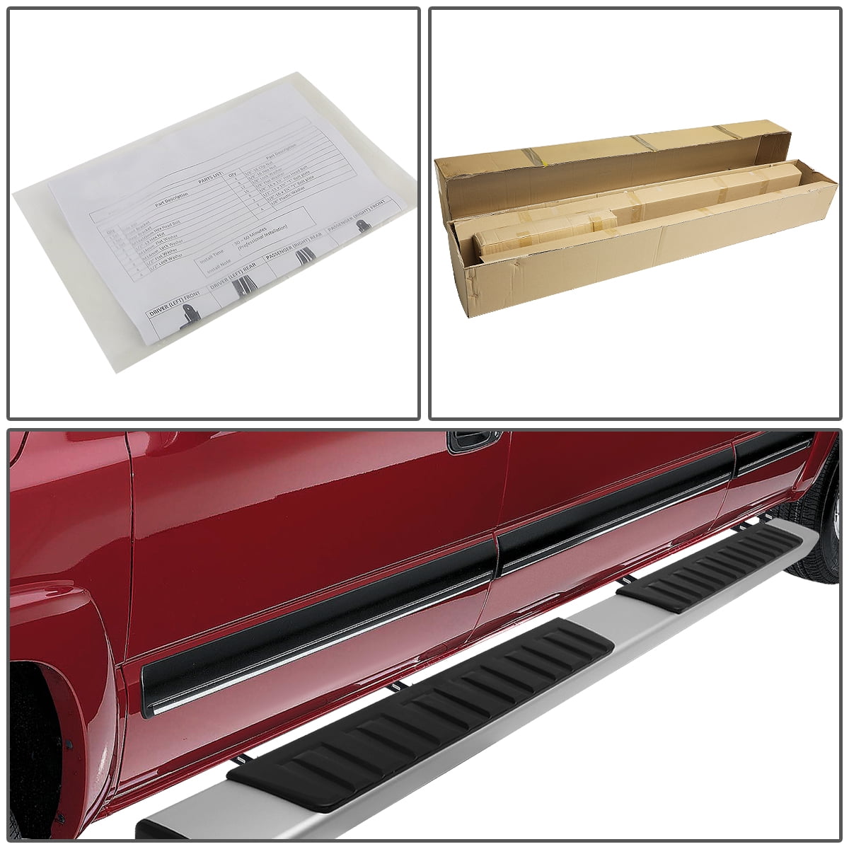 DNA Motoring For 07-19 Silverado sierra Crew Cab 6" Aluminum Running Board Side Step Nerf Bar