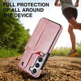 thumbnail image 5 of Design for Samsung Galaxy S23 5G Phone Case with Screen Protector Adjustable Wrist Strap Kickstand Credit Card Slot Slim Shockproof Hybrid Rugged Protective Cover for Women Men 6.1 inch Rose gold, 5 of 14