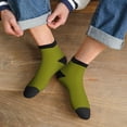 thumbnail image 3 of Rateoe Olive Pattern Quarter Crew Socks,Toe Seamed Ankle Socks,Cotton Cushioned Breathable Athletic Crew Sports Socks, 3 of 7