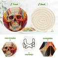 thumbnail image 4 of 6 Pcs Skull Skeleton Drink Coasters with Holder Absorbent Coaster Sets Cup Heat-Resistant Hot Pads Mats for Bar Table Protection, 4 of 7