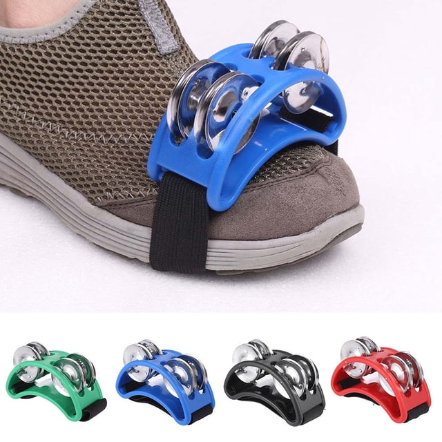LJNYFDC Foot Instrument 2 Pcs Foot Tambourines Musical Instrument for Foot Percussion Steel Jingle Bells Drum Adjustable Elastic Band Rust Free for Singing and Playing