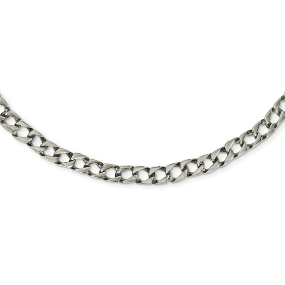 Primal Steel Stainless Steel Polished Square Link 24-inch Necklace