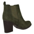 thumbnail image 3 of Soda Women Ankle Boots Slip-On Booties Elastic Shaft Pointed Toe Block High Heel PHYSIC-S Forest Green Khaki 6, 3 of 3