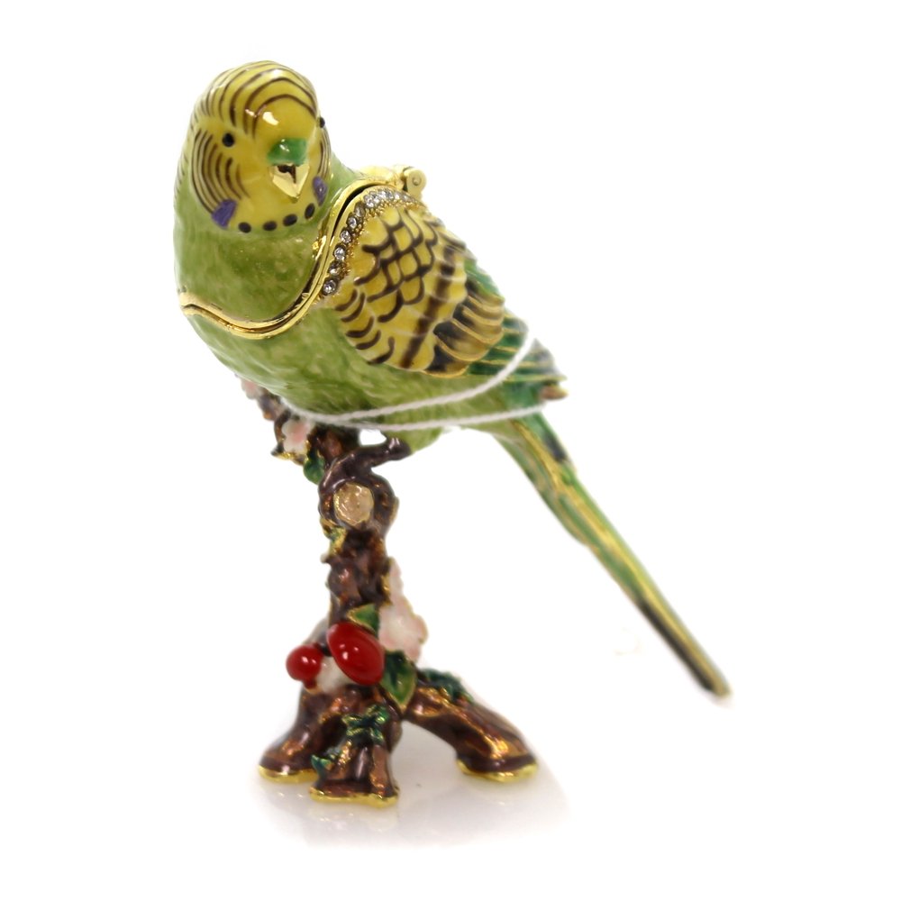Hinged Trinket Box Hinged Trinket Box PARAKEET ENAMELED BOX Metal