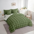 thumbnail image 4 of Homewish Vintage Rectangle Plaid Twin Bedding Sets 7-Piece, Stripes Ombre Bedding Comforter Set, Green Abstract Artwork Reversible Sheet Sets, Ultra Soft Bedroom Decor, 4 of 8